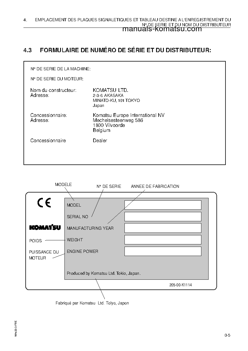 Protected: WA420-3(JPN) S/N 50001-UP Operation manual (French)