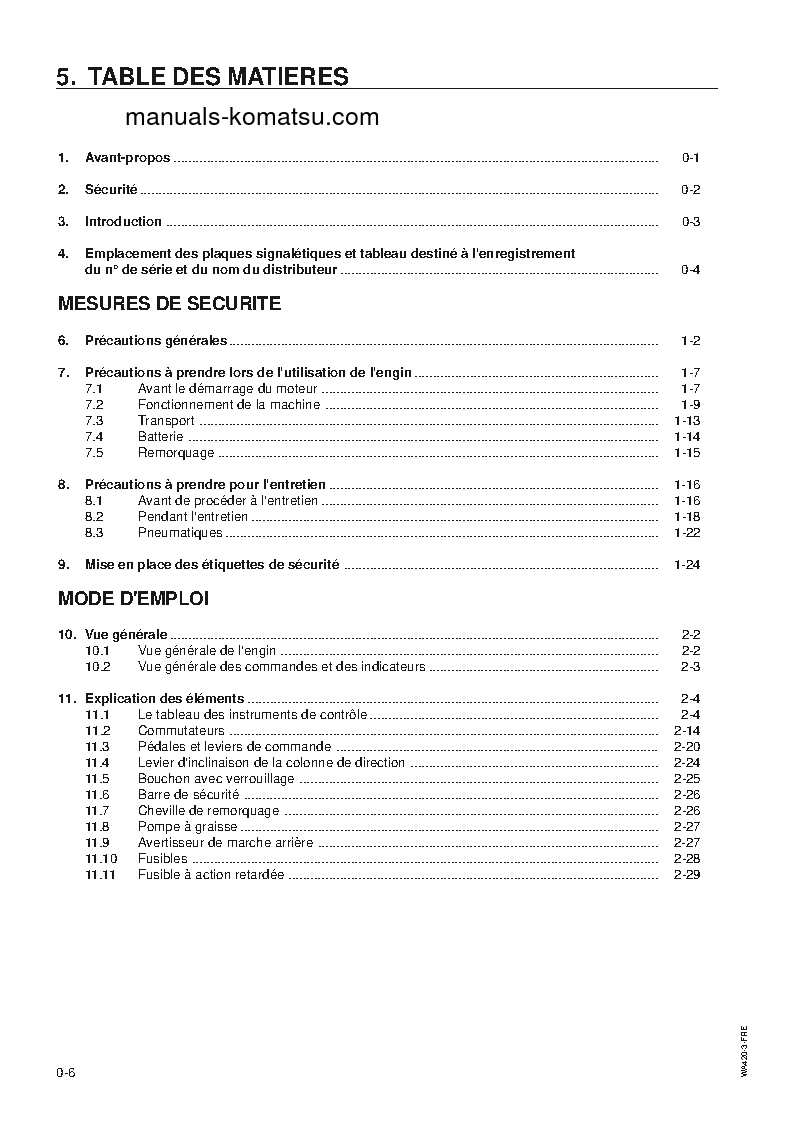 Protected: WA420-3(JPN) S/N 50001-UP Operation manual (French)