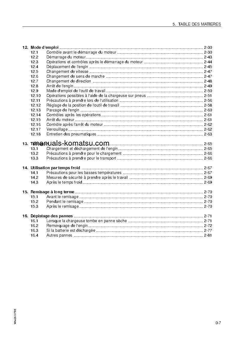 Protected: WA420-3(JPN) S/N 50001-UP Operation manual (French)