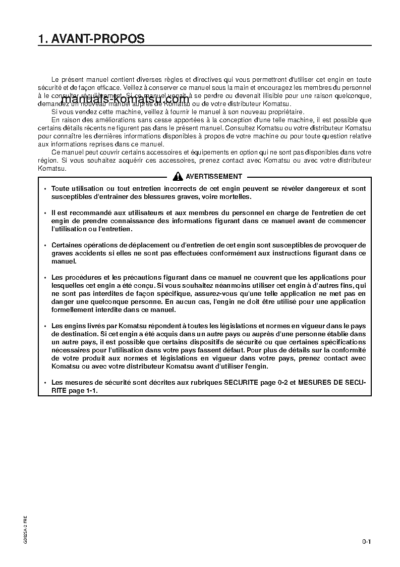 GD825A-2(USA) S/N 12051-UP Operation manual (French)