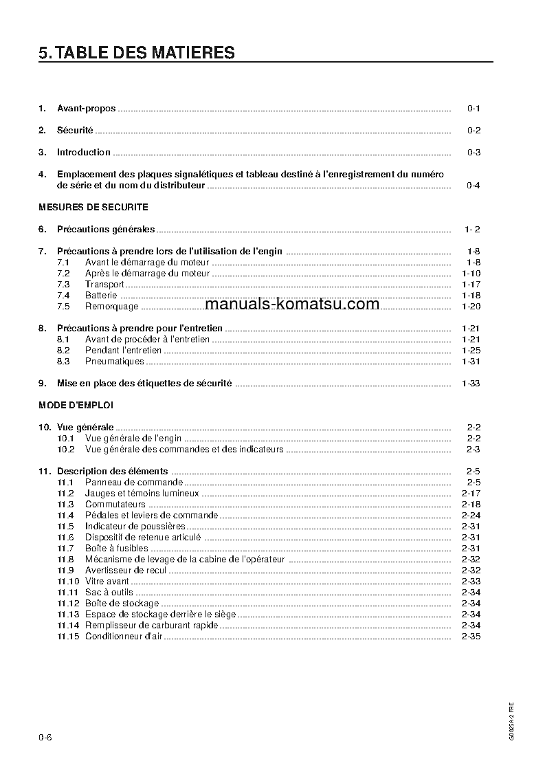 Protected: GD825A-2(USA) S/N 12051-UP Operation manual (French)
