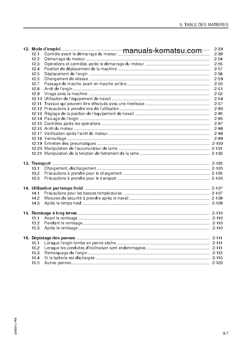 Protected: GD825A-2(USA) S/N 12051-UP Operation manual (French)