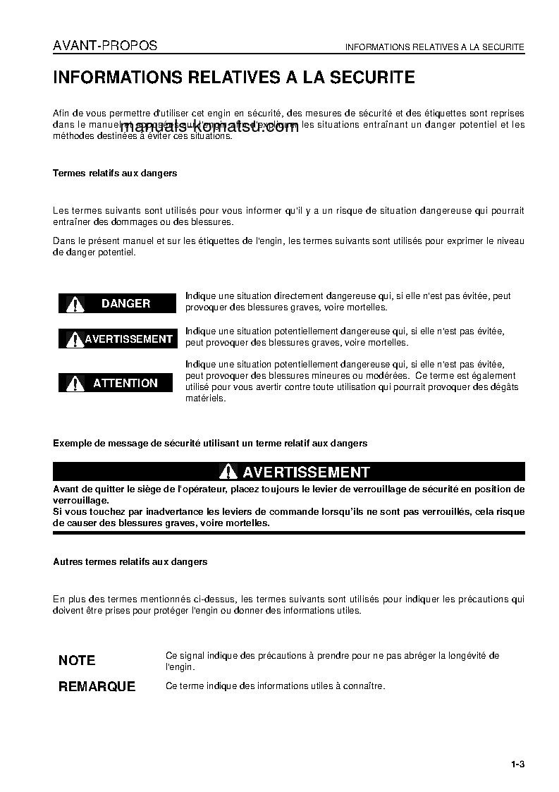 Protected: HD605-7(JPN) S/N 7001-UP Operation manual (French)