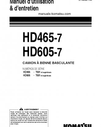 HD465-7(JPN) S/N 7001-UP Operation manual (French)