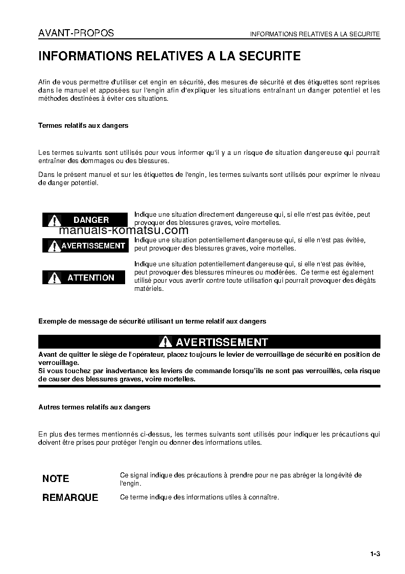 Protected: HD465-7(JPN) S/N 7001-UP Operation manual (French)