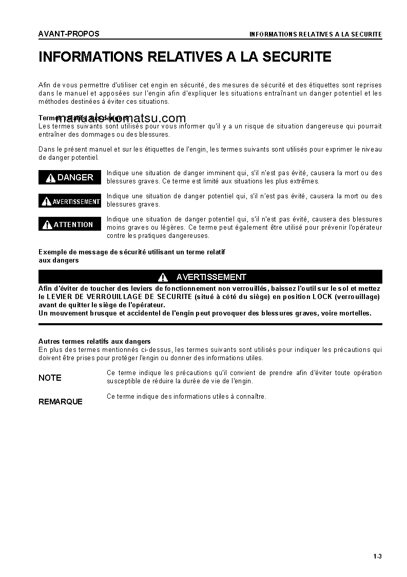 Protected: D61PX-12(BRA) S/N B1501-UP Operation manual (French)