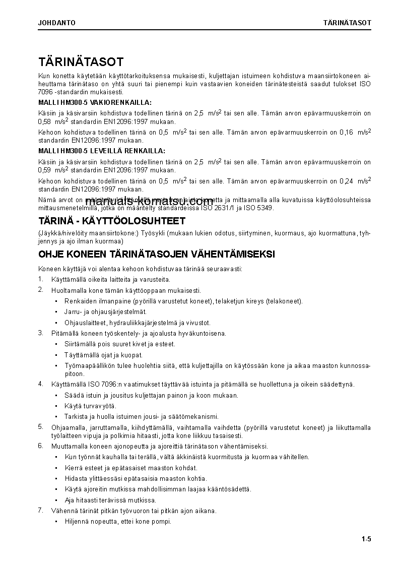 Protected: HM300-5(JPN) S/N 10001-UP Operation manual (Finnish)