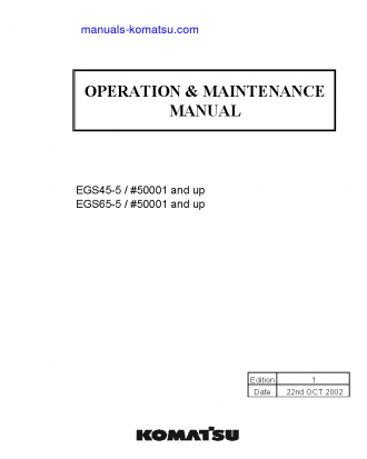 EGS45-5(SGP) S/N 50001-UP Operation manual (English)