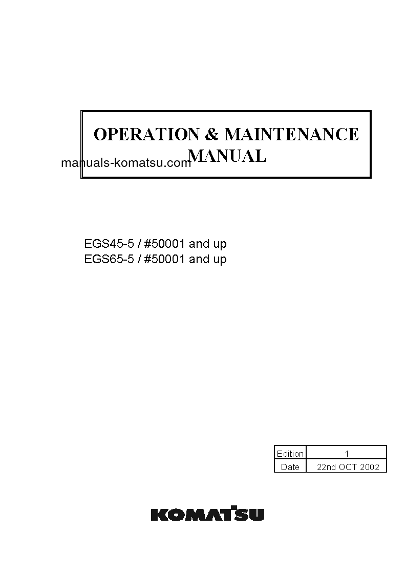 EGS65-5(SGP) S/N 50001-UP Operation manual (English)