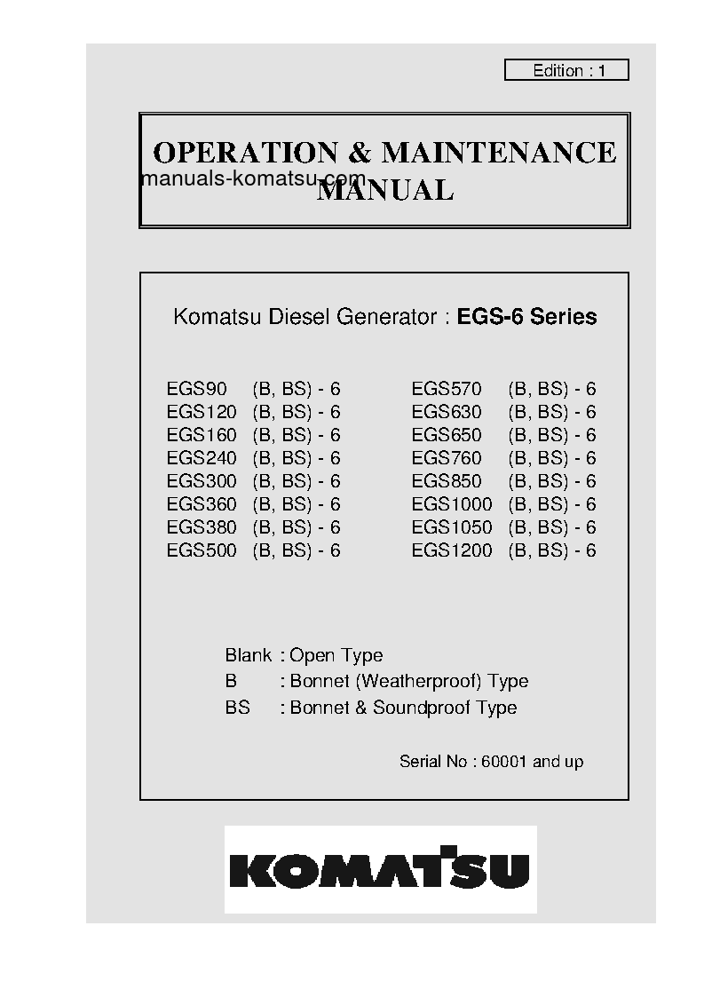 EGS630-6(SGP) S/N 60001-64999 Operation manual (English)
