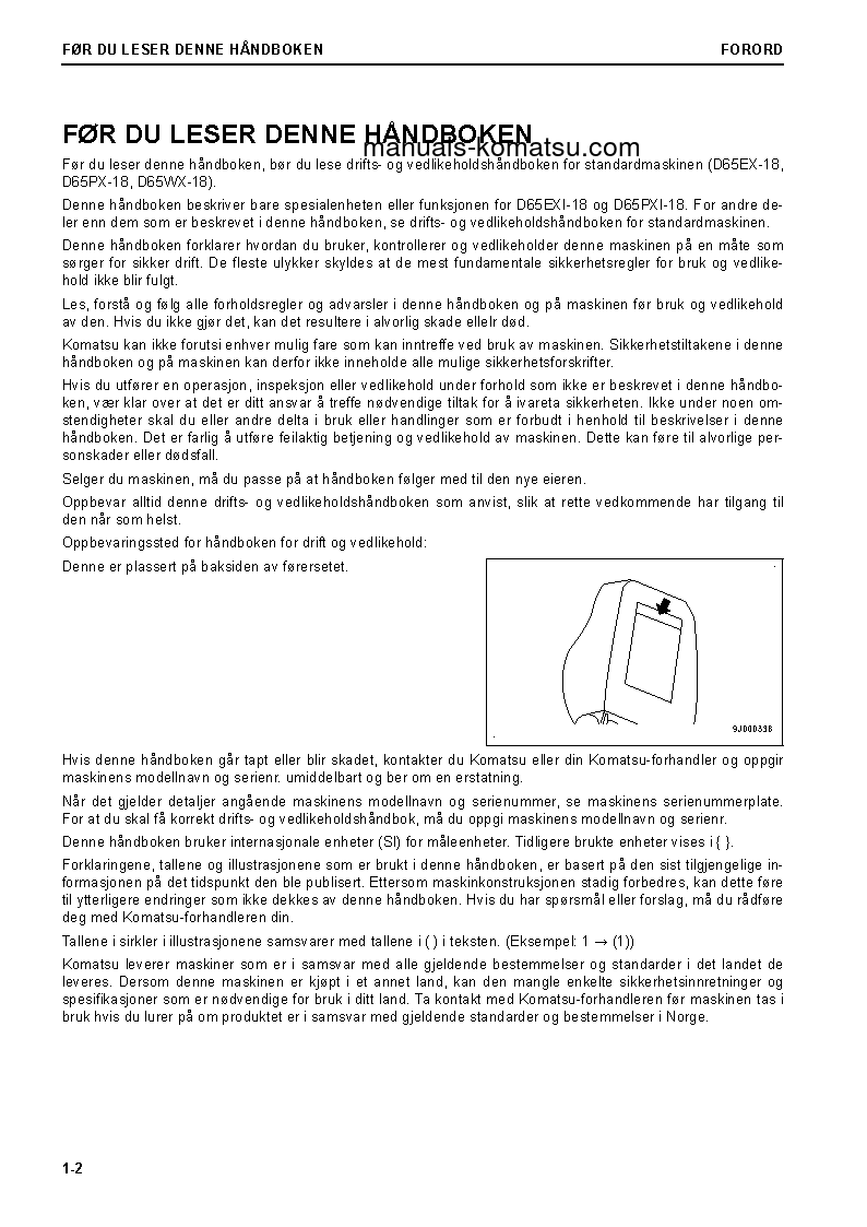 Protected: D65EXI-18(JPN) S/N 90023-UP Operation manual (Norwegian)