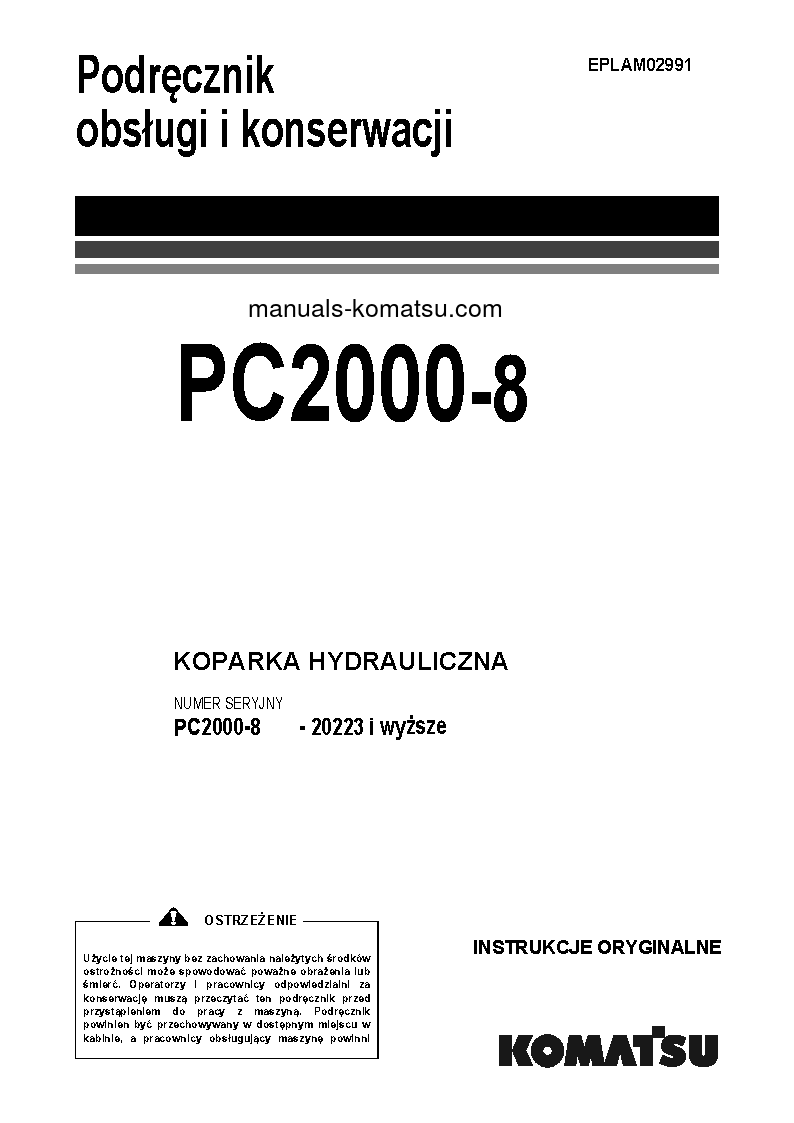 PC2000-8(JPN) S/N 20223-UP Operation manual (Polish)