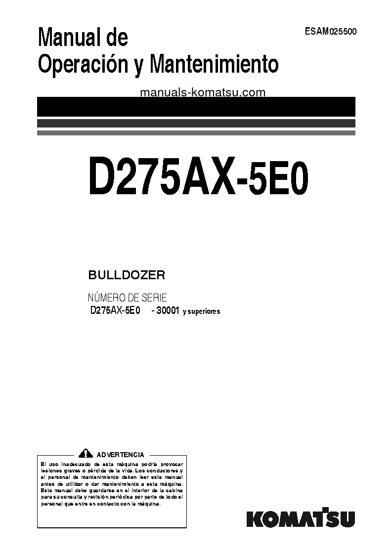 D275AX-5(JPN)-E0 S/N 30001-UP Operation manual (Spanish)