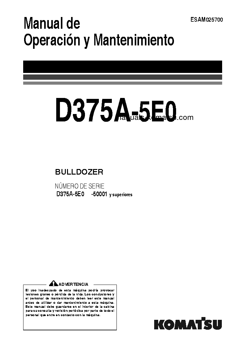 D375A-5(JPN)-E0 S/N 50001-50090 Operation manual (Spanish)