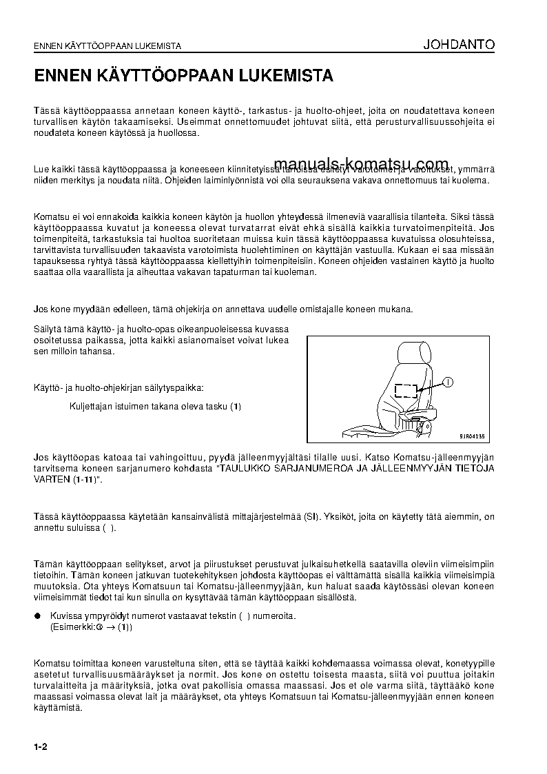 Protected: WA600-6(JPN) S/N 60634-UP Operation manual (Finnish)