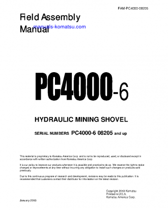 PC4000(DEU) S/N 08224-08224 Field assembly manual (English)