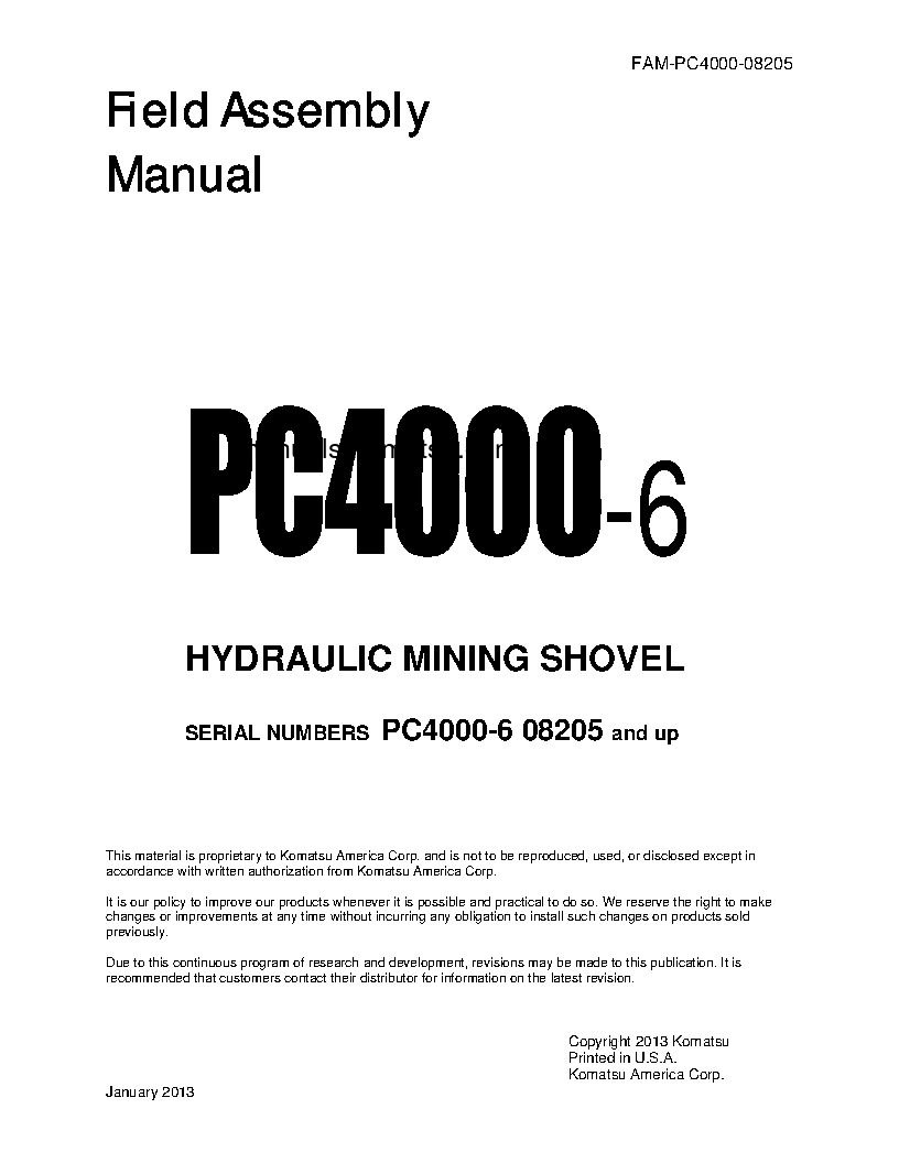 PC4000-6(DEU) S/N 08205-UP Field assembly manual (English)