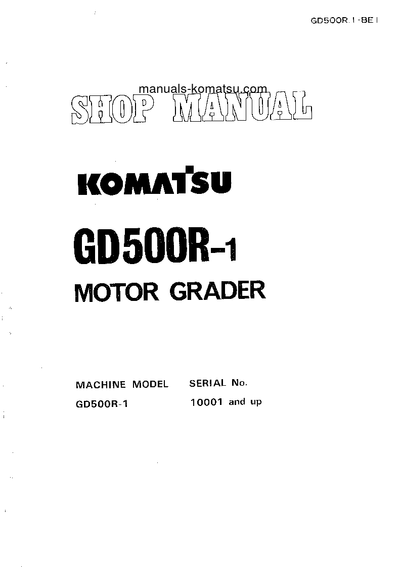 GD500R-1(JPN) S/N 10001-UP Shop (repair) manual (English)