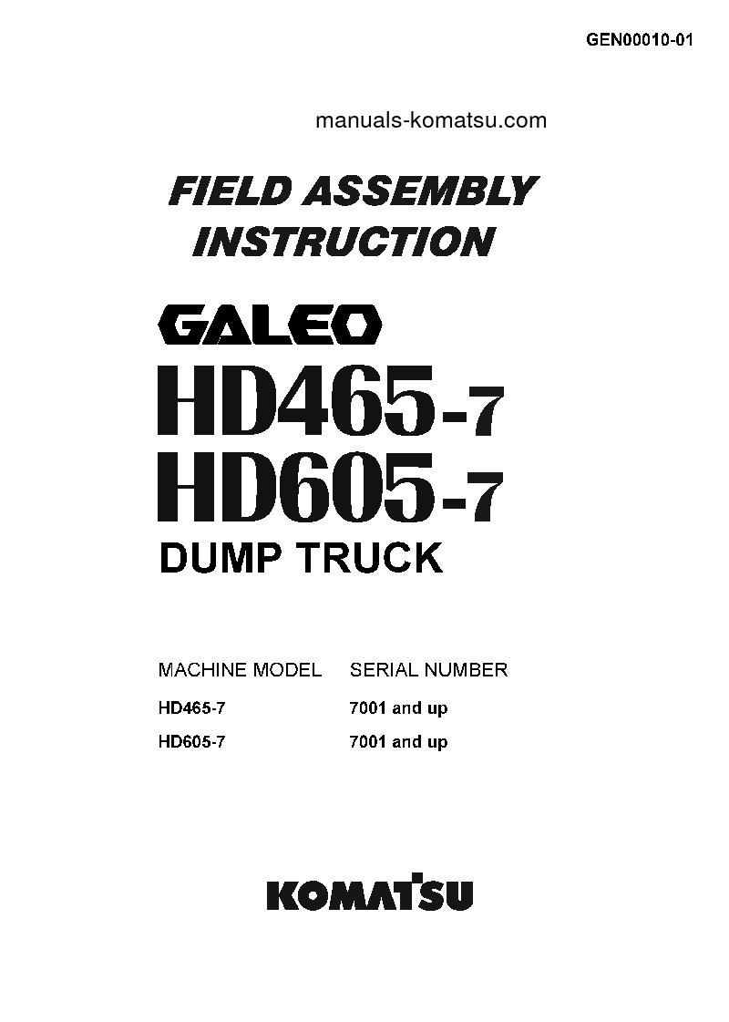 HD465-7(JPN) S/N 7001-UP Field assembly manual (English)