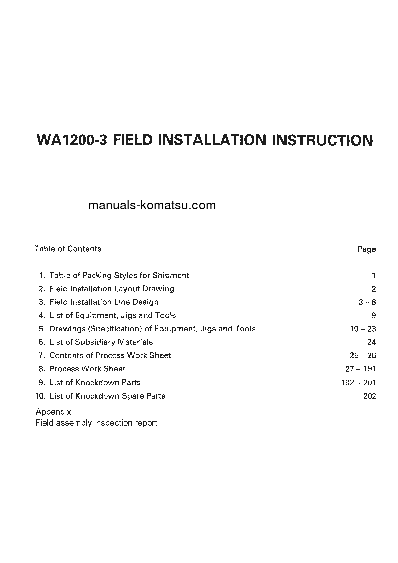Protected: WA1200-3(JPN) S/N 50001-UP Field assembly manual (English)