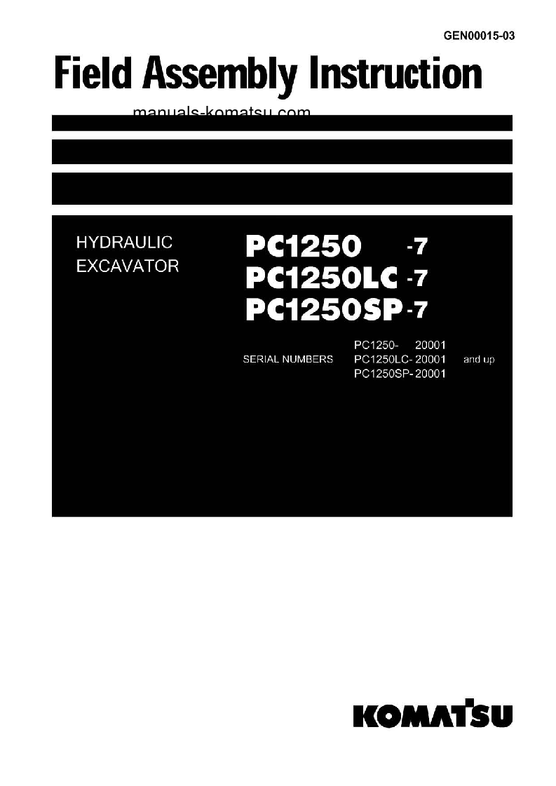 PC1250-7(JPN) S/N 20001-UP Field assembly manual (English)