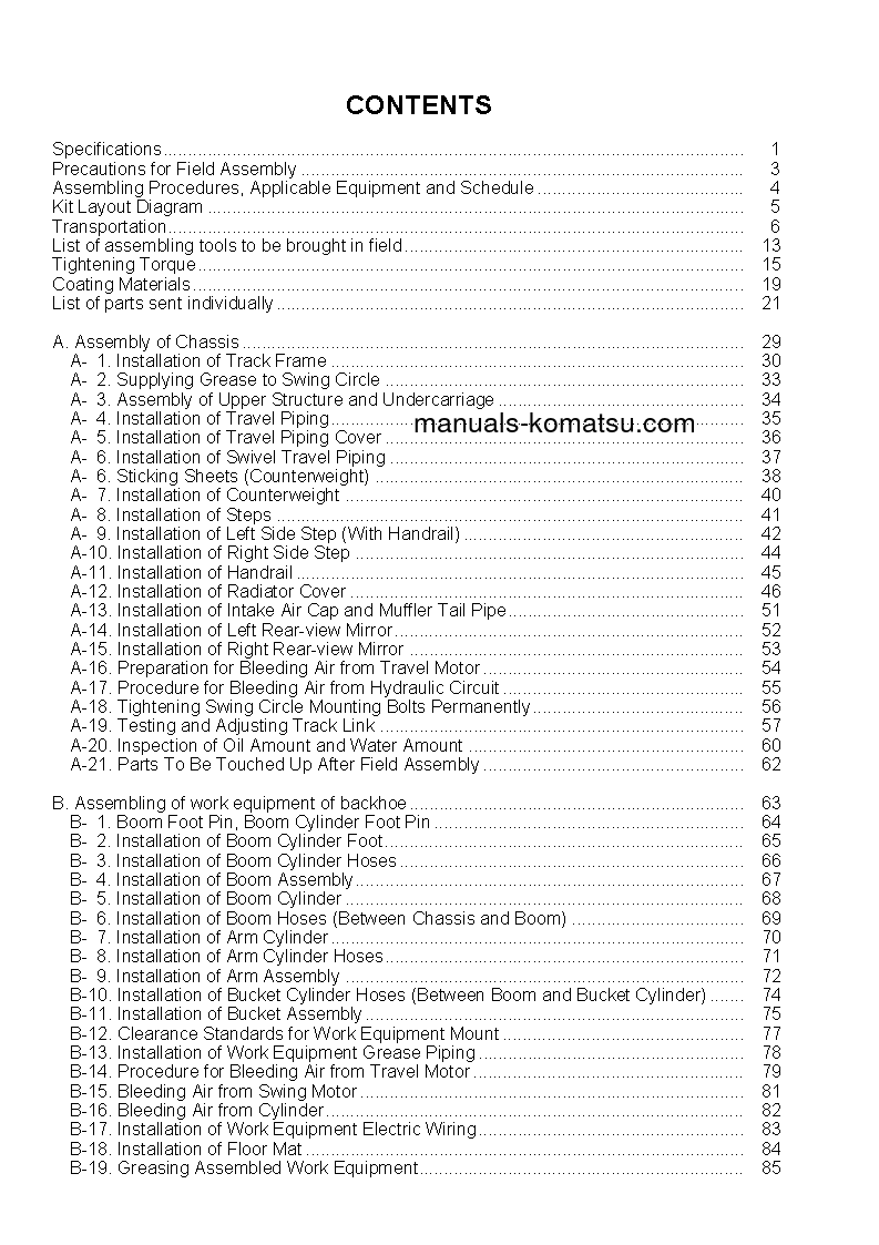 Protected: PC1250-7(JPN) S/N 20001-UP Field assembly manual (English)
