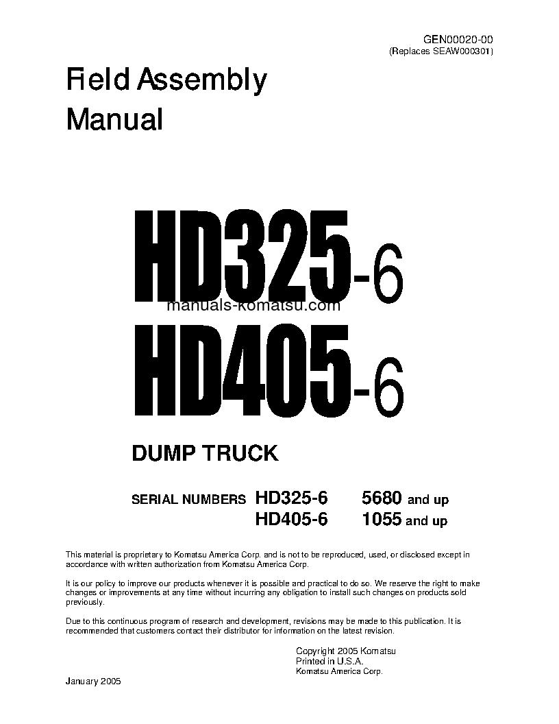 HD325-6(JPN) S/N 5680-UP Field assembly manual (English)