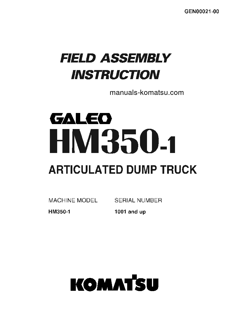 HM350-1(USA)-L S/N A10001-UP Field assembly manual (English)