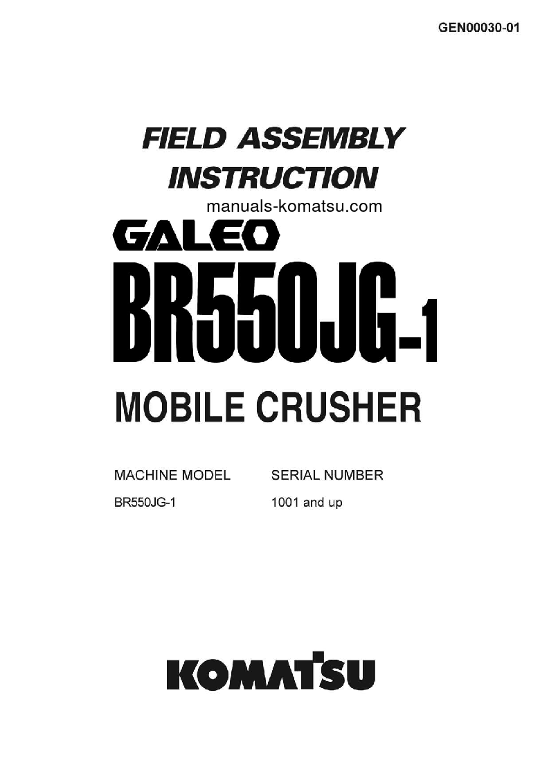 BR550JG-1(JPN) S/N 1001-UP Field assembly manual (English)