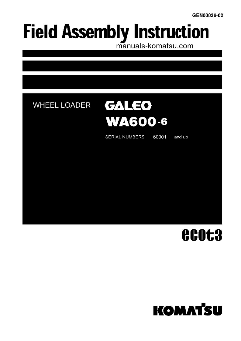 WA600-6(JPN) S/N 60001-UP Field assembly manual (English)