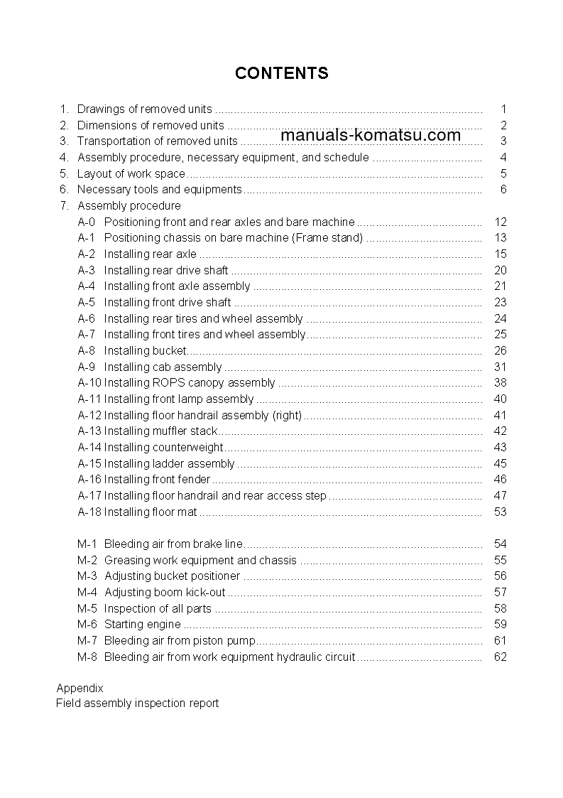 Protected: WA700-3(JPN) S/N 50001-UP Field assembly manual (English)