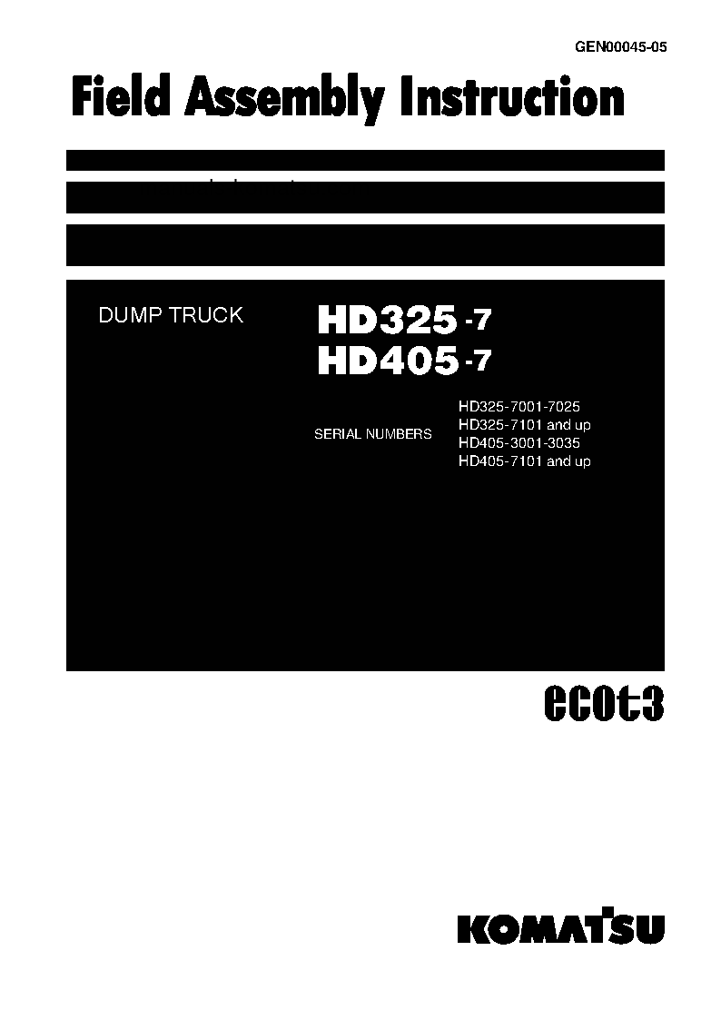HD405-7(JPN) S/N 3001-3035 Field assembly manual (English)