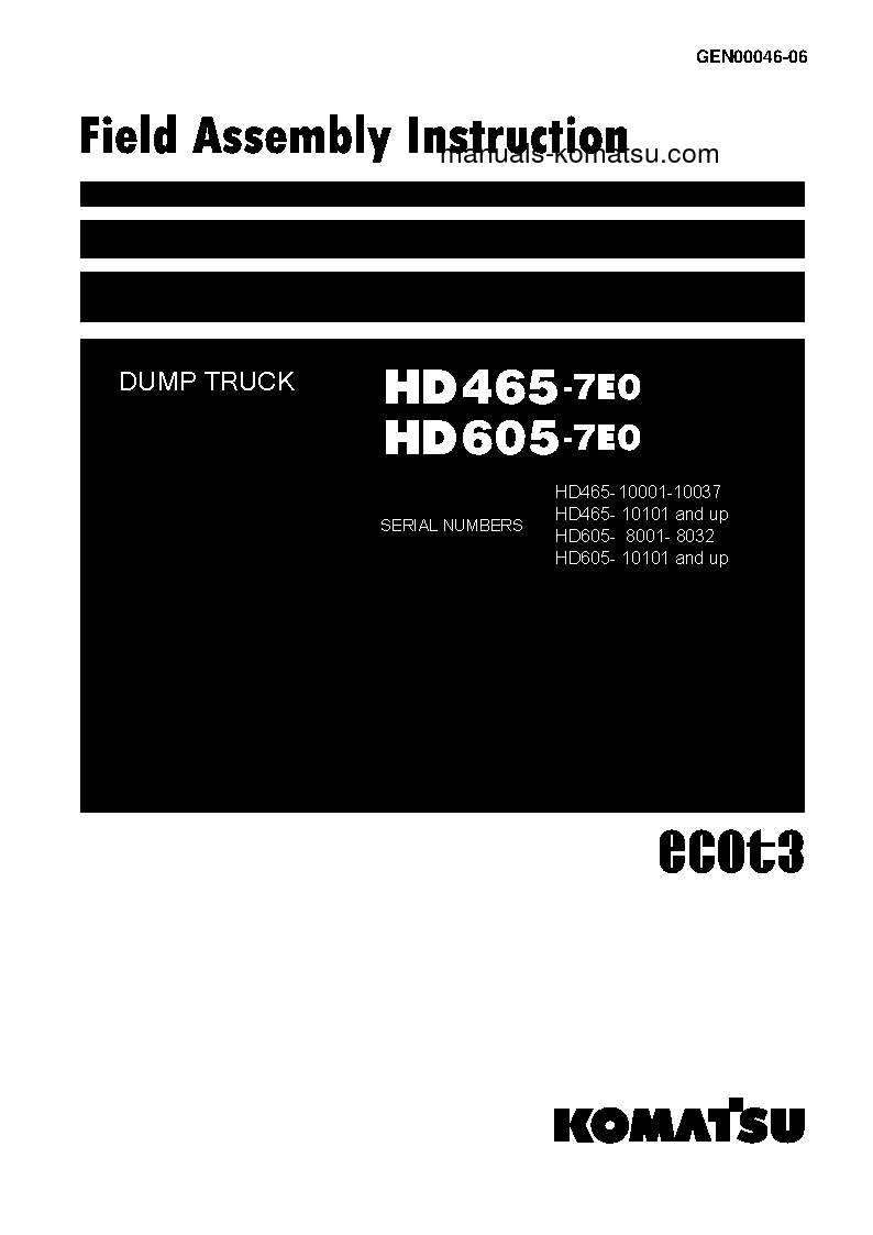 HD465-7(JPN)-TIER3 S/N 10001-10037 Field assembly manual (English)