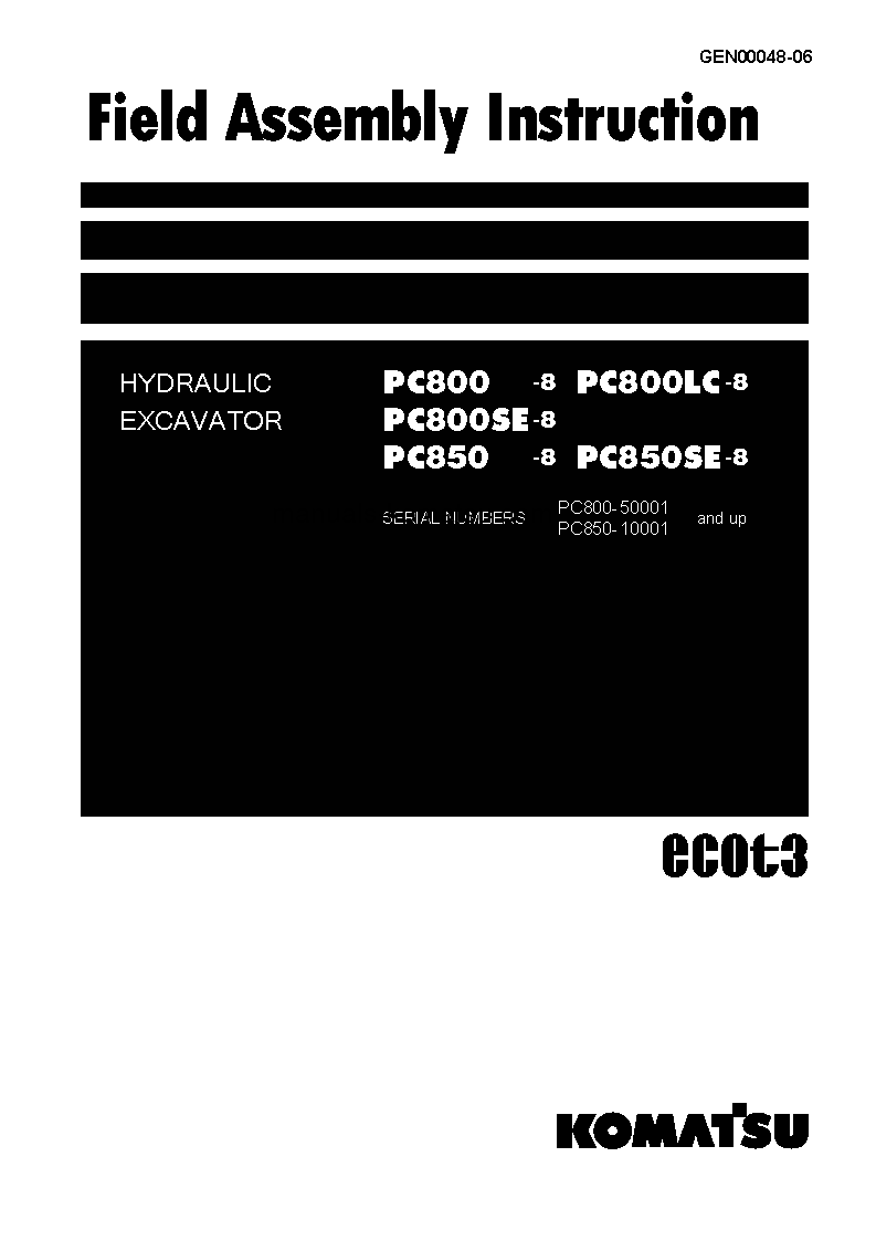 PC850SE-8(JPN) S/N 10001-UP Field assembly manual (English)