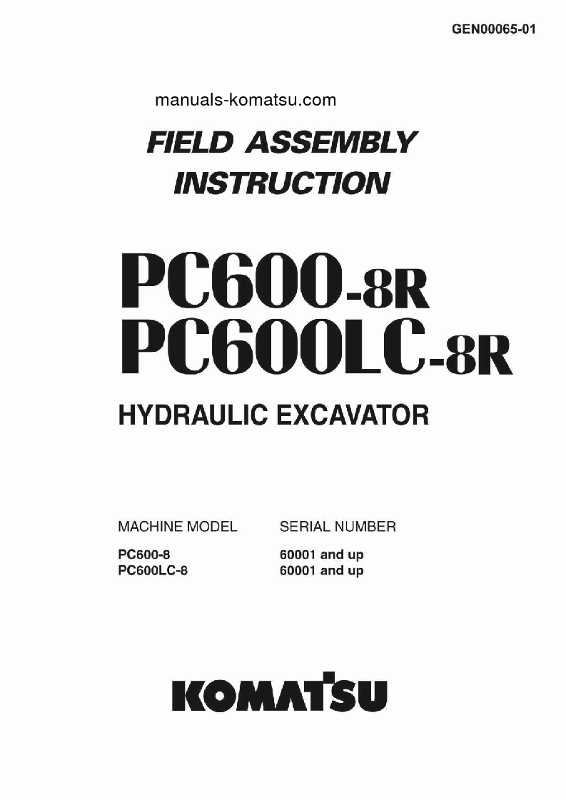 PC600LC-8(JPN)-R S/N 60001-UP Field assembly manual (English)