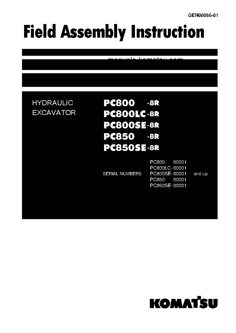 PC850SE-8(JPN)-R S/N 60001-UP Field assembly manual (English)