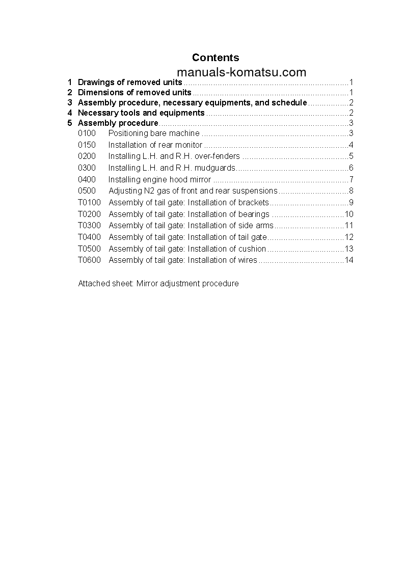 Protected: HM400-2(JPN)-W/O EGR S/N 7001-UP Field assembly manual (English)