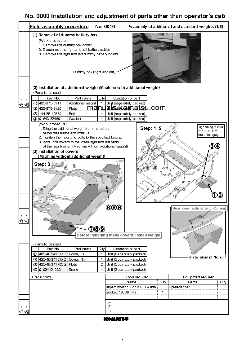 Protected: WA500-6(JPN) S/N 55001-UP Field assembly manual (English)