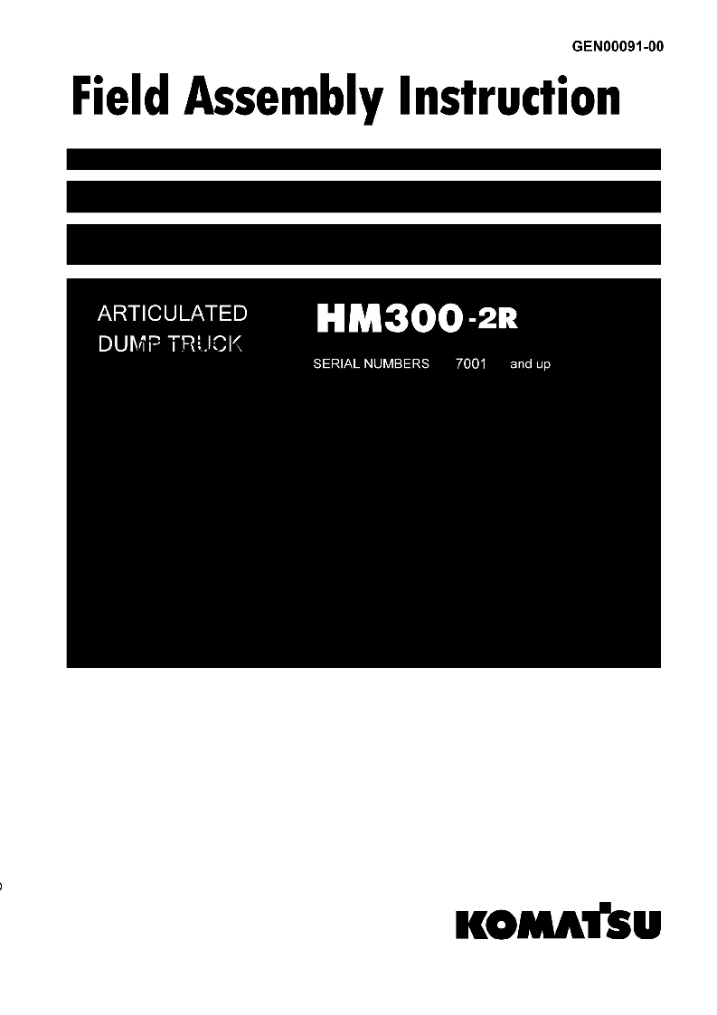 HM300-2(JPN)-R S/N 7001-UP Field assembly manual (English)