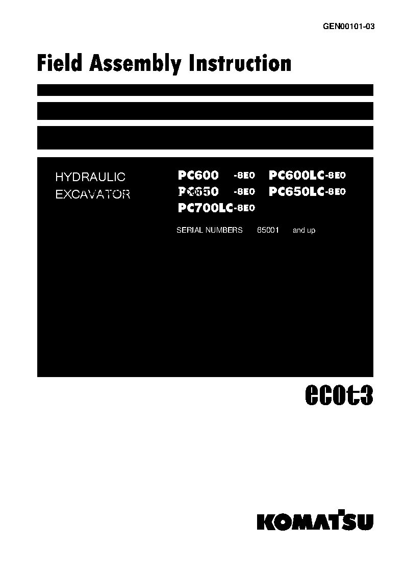 PC600-8(JPN)-E0 S/N 65001-UP Field assembly manual (English)