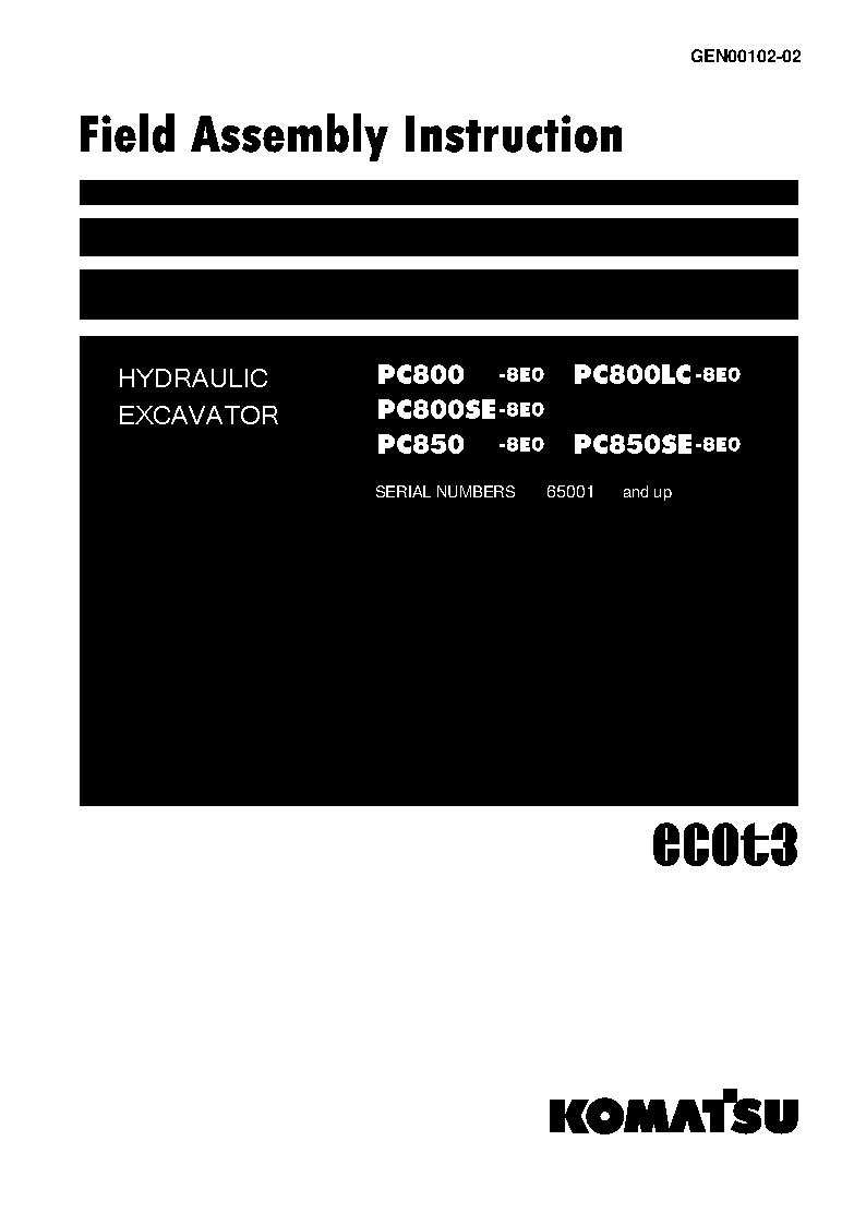 PC800SE-8(JPN)-E0 S/N 65001-UP Field assembly manual (English)
