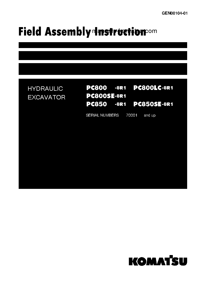 PC800SE-8(JPN)-R1 S/N 70001-UP Field assembly manual (English)