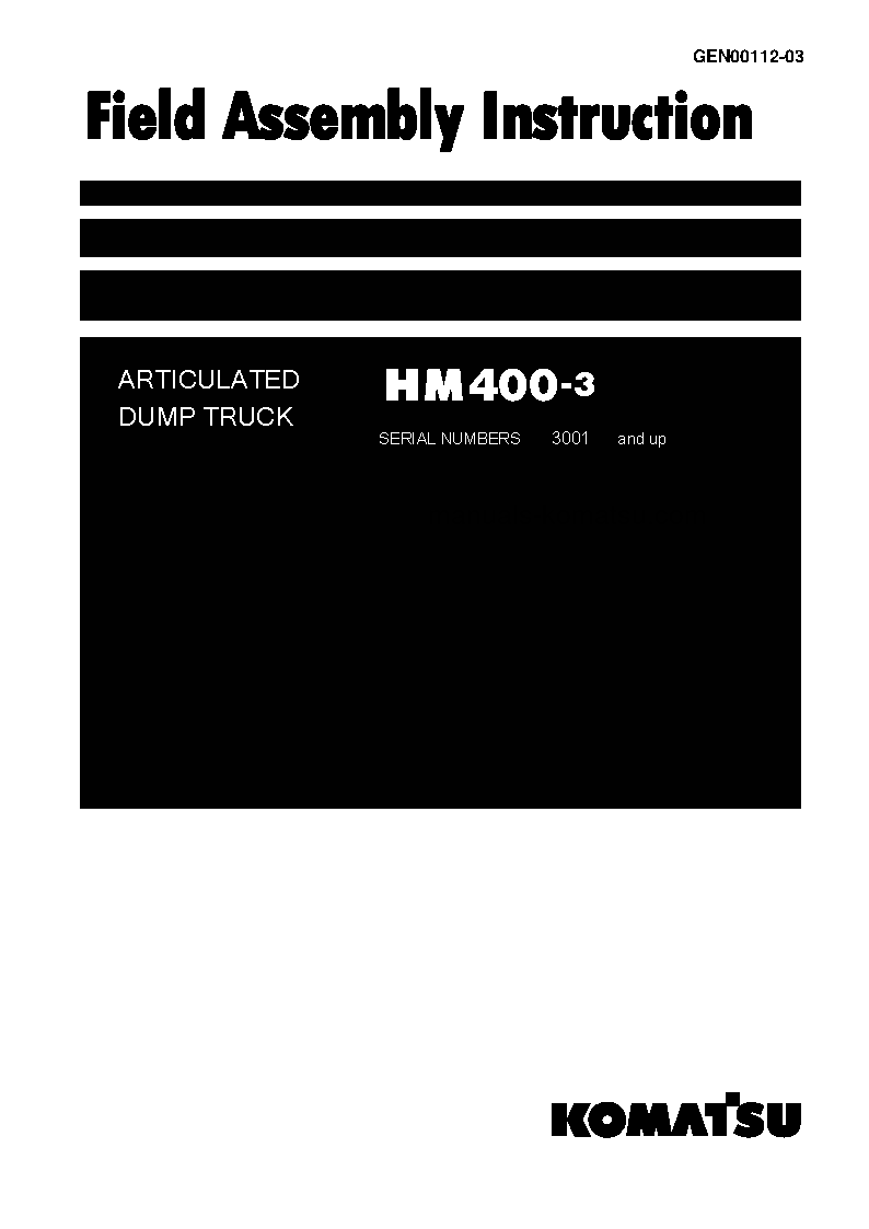 HM400-3(JPN) S/N 3001-UP Field assembly manual (English)
