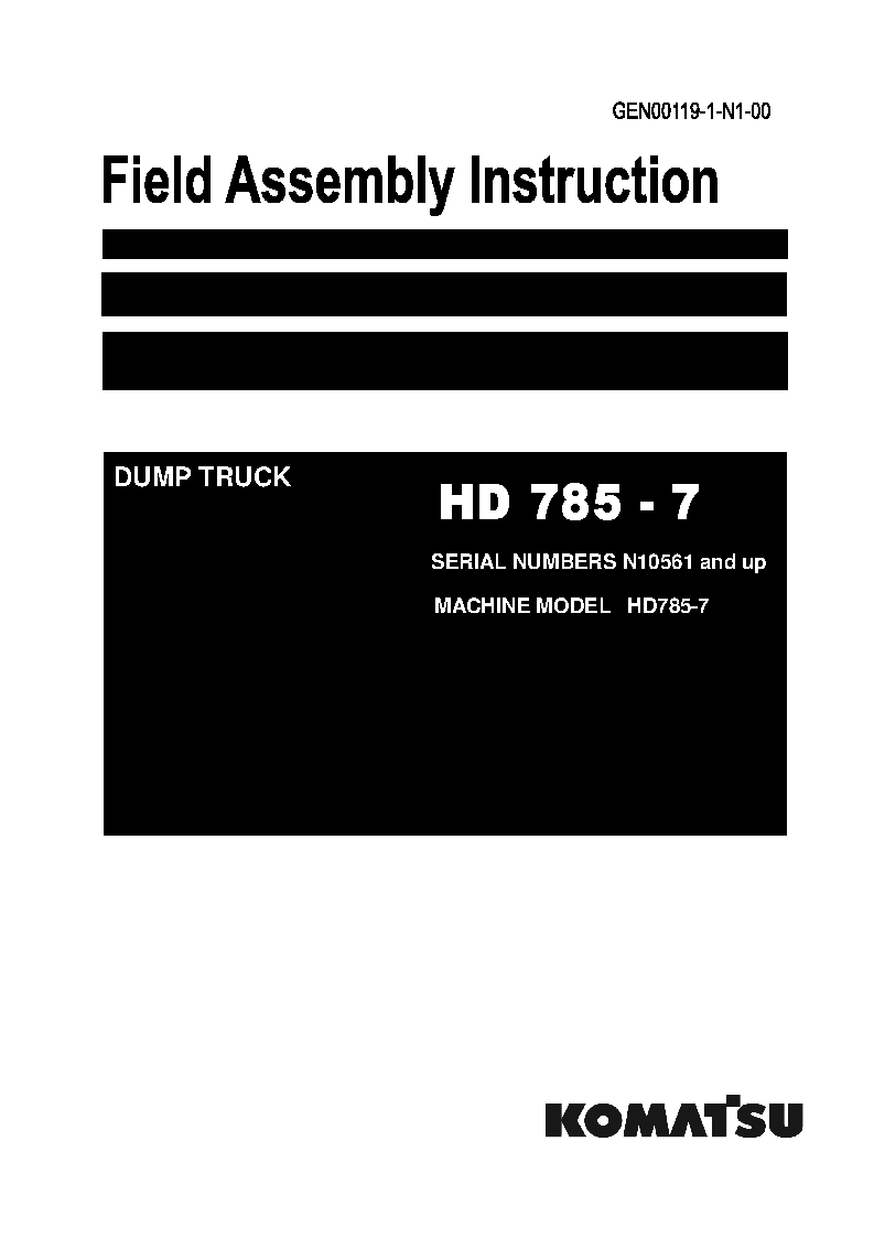 HD785-7(IND)-50C DEGREE M/C SPEC S/N N10561-UP Field assembly manual (English)