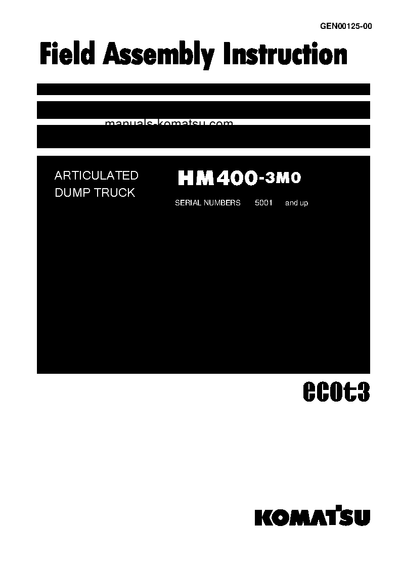 HM400-3(JPN)-M0 S/N 5001-UP Field assembly manual (English)