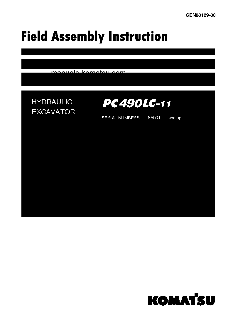 PC490LC-11(JPN)-FOR EU S/N 85001-UP Field assembly manual (English)