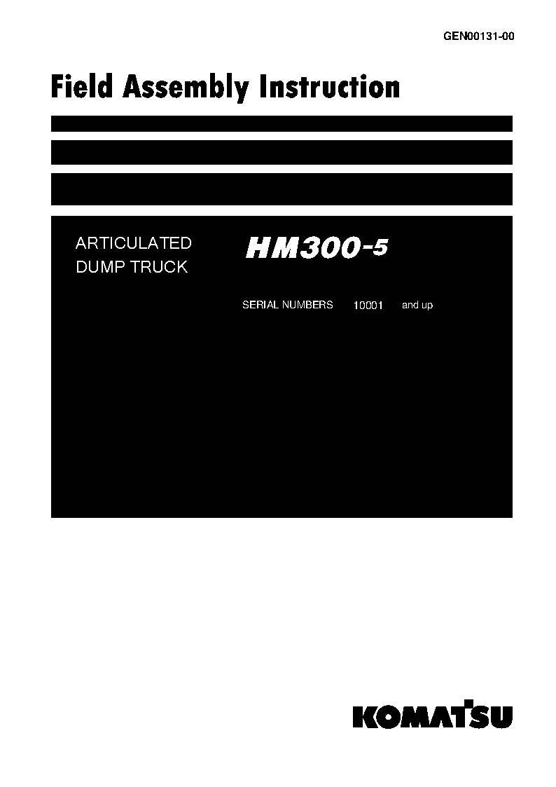HM300-5(JPN) S/N 10001-UP Field assembly manual (English)