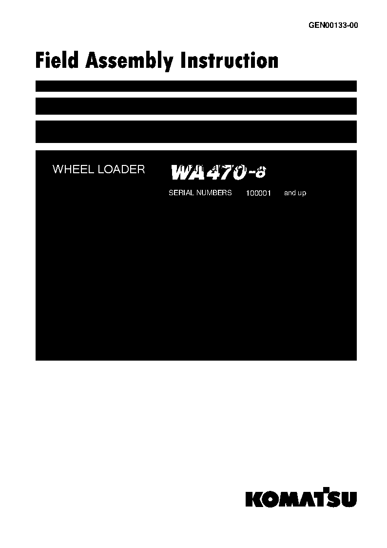 WA470-8(JPN) S/N 100001-UP Field assembly manual (English)