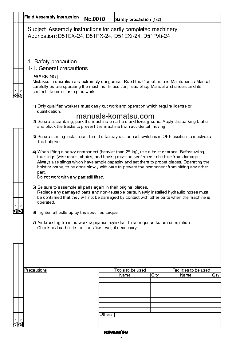 Protected: D51PXI-24(JPN) S/N 10001-UP Field assembly manual (English)