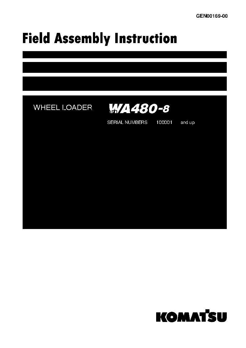 WA480-8(JPN) S/N 100001-UP Field assembly manual (English)
